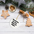 Mortician Gifts from Friends, Mortician By Day. Ninja By Night., Christmas Unique Circle Ornament, Funny Quote