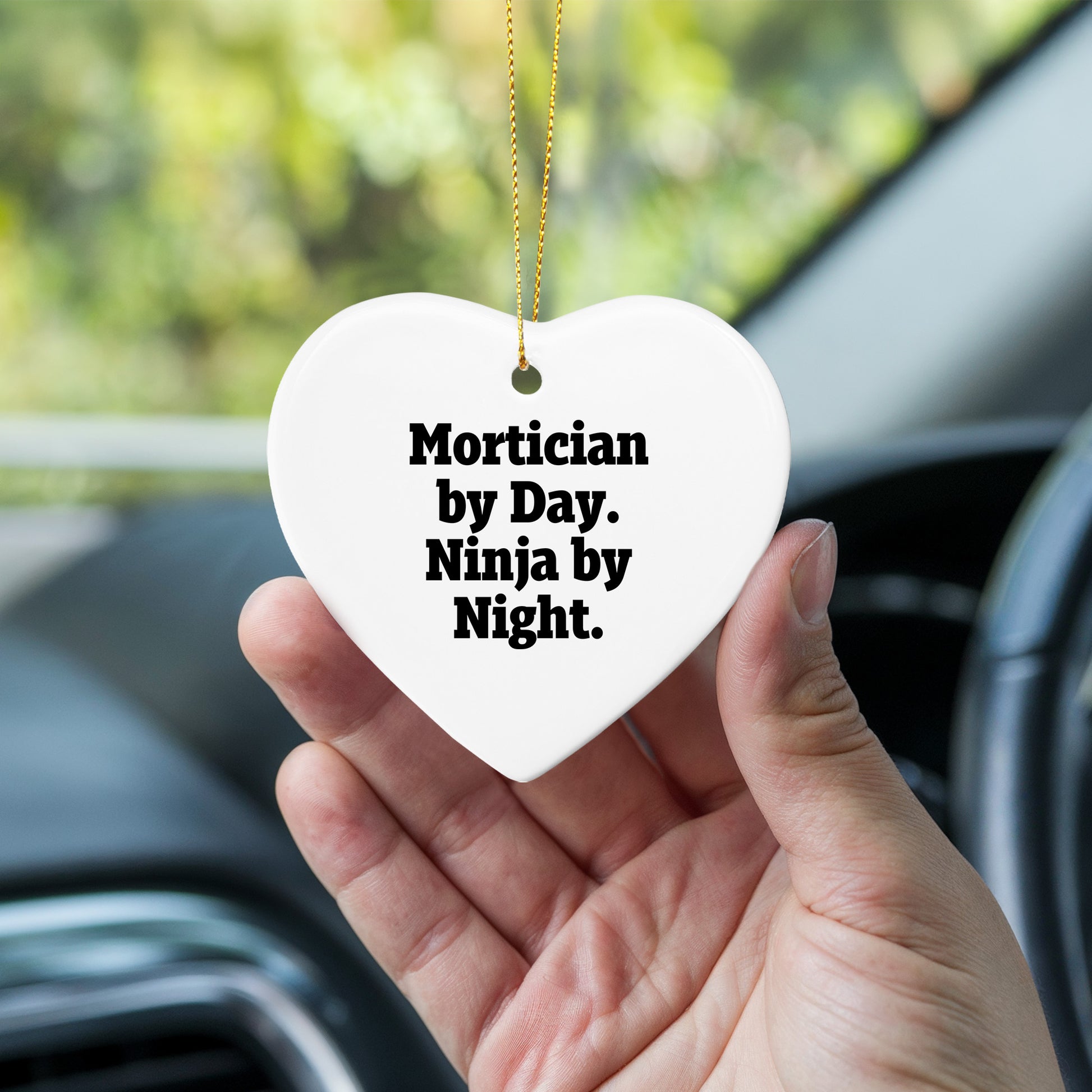 Mortician Gifts from Friends, Mortician Heart Ornament, Mortician By Day. Ninja By Night., Christmas Unique Gifts