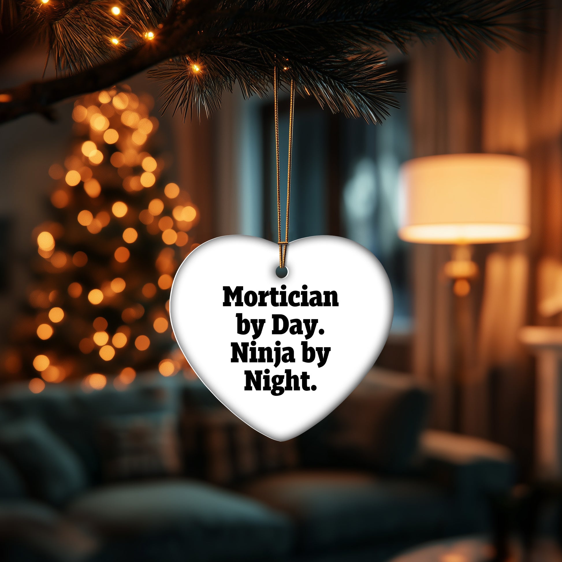 Mortician Gifts from Friends, Mortician Heart Ornament, Mortician By Day. Ninja By Night., Christmas Unique Gifts