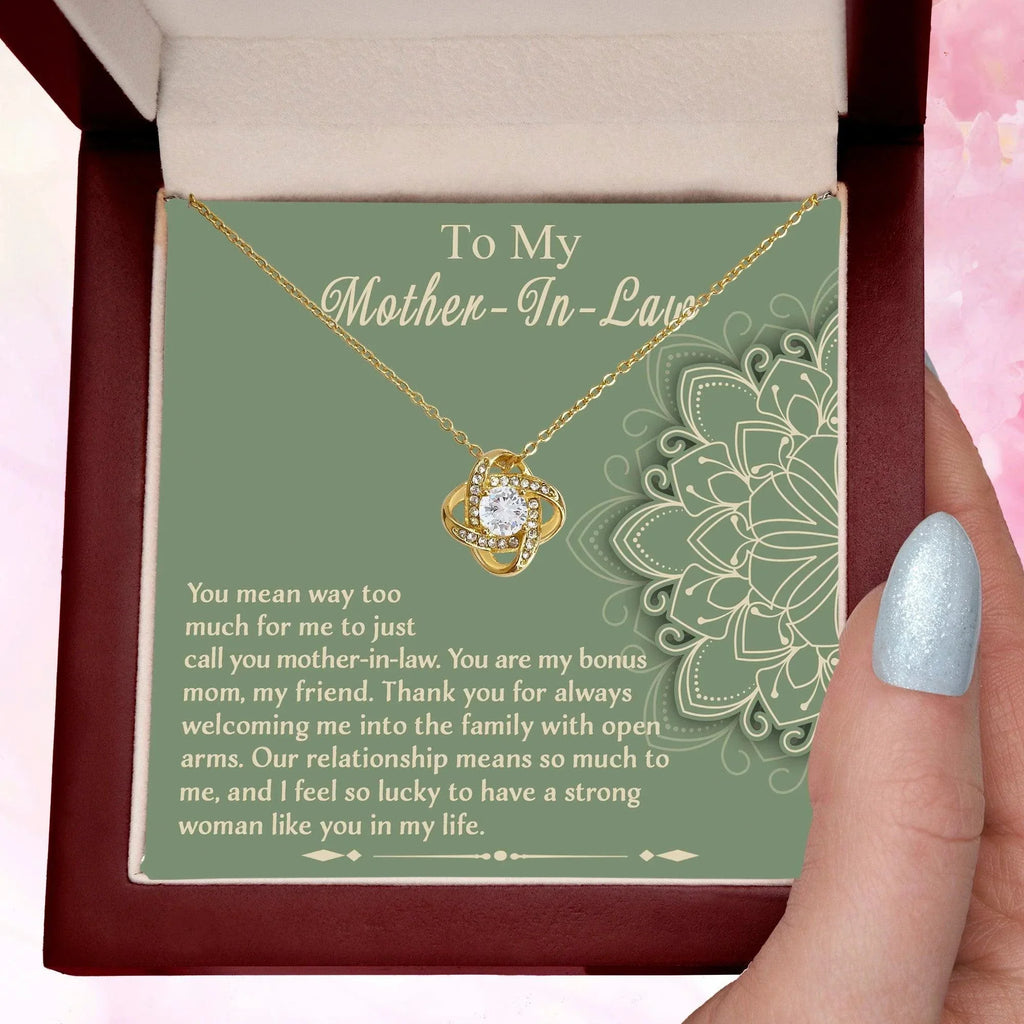 Mother-In-Law Gift - I Feel Lucky to Have A Strong Woman in My Life Love Knot Necklace