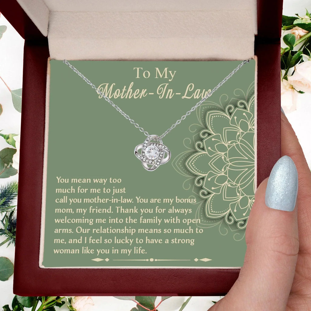 Mother-In-Law Gift - I Feel Lucky to Have A Strong Woman in My Life Love Knot Necklace