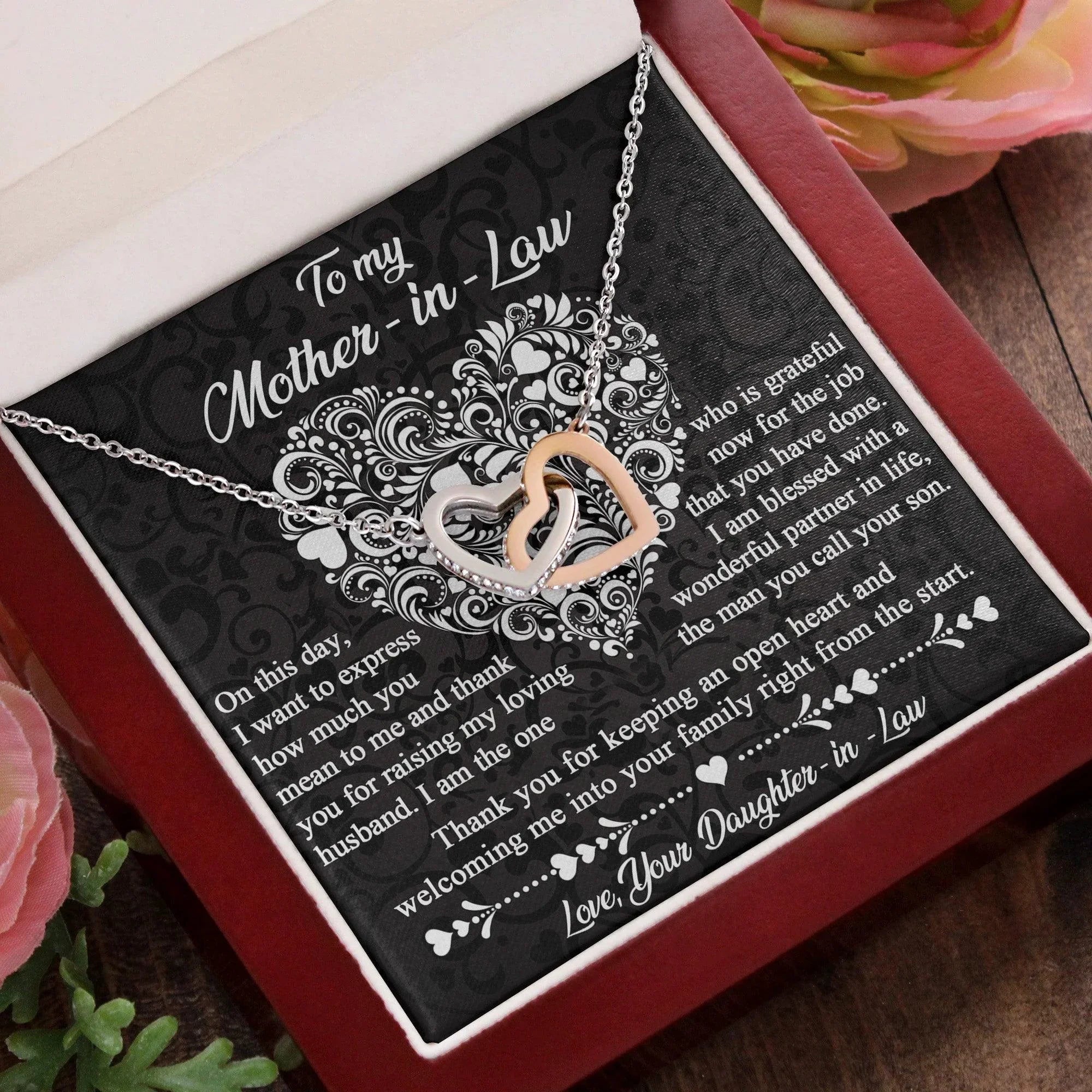 Gift for Mother-In-Law From Daughter-in-law Thank You for Keeping an Open Heart - Interlocking Hearts Necklace