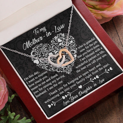 Gift for Mother-In-Law From Daughter-in-law Thank You for Keeping an Open Heart - Interlocking Hearts Necklace - Mallard Moon Gift Shop