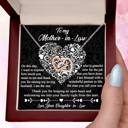 Gift for Mother-In-Law From Daughter-in-law Thank You for Keeping an Open Heart - Interlocking Hearts Necklace - Mallard Moon Gift Shop