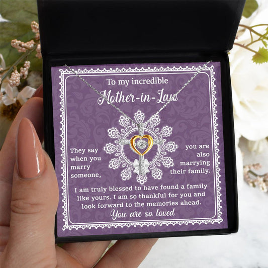 Mother-in-Law Gift I am Truly Blessed for the Memories Ahead Cross Pendant Necklace - Mallard Moon Gift Shop