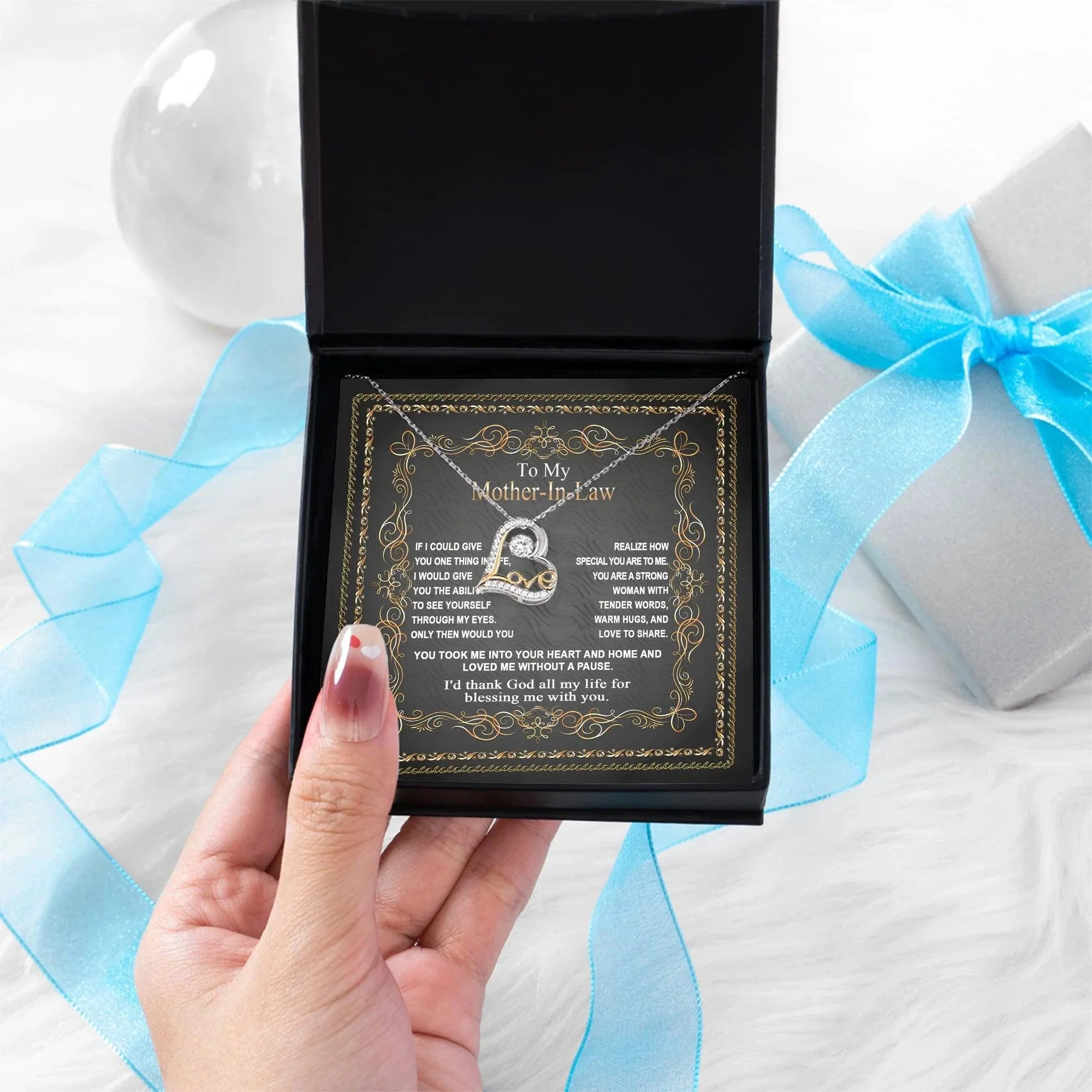 Mother-in-Law Gift You Took Me Into Your Heart and Home Heart Pendant Necklace