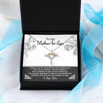 To My Mother-in-Law You Nailed It as a Mother Cross Pendant Necklace - Mallard Moon Gift Shop