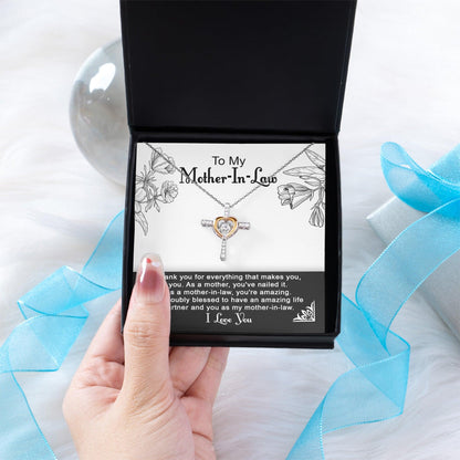 To My Mother-in-Law You Nailed It as a Mother Cross Pendant Necklace - Mallard Moon Gift Shop
