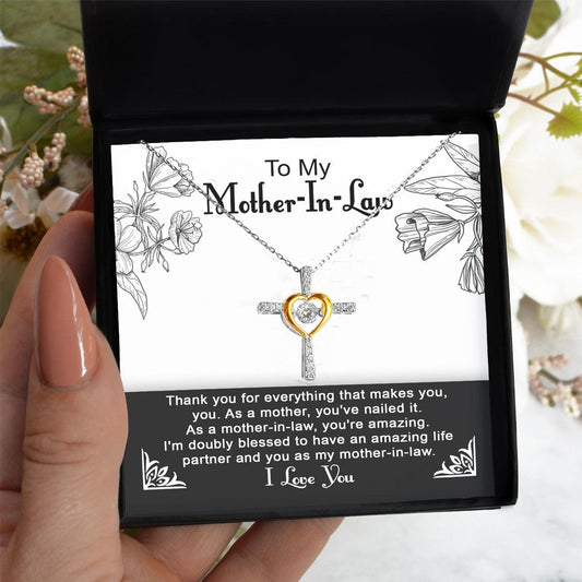 To My Mother-in-Law You Nailed It as a Mother Cross Pendant Necklace - Mallard Moon Gift Shop