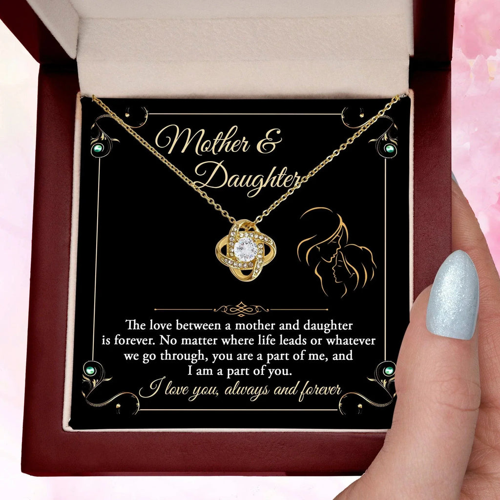 Mother and Daughter- You are a Part Of Me and I am a Part of You Love Knot Necklace