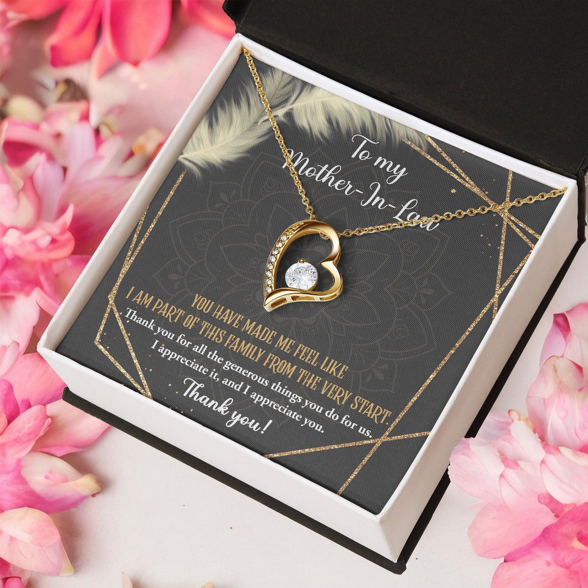 To Mother-In-Law I Appreciate All The Things You Do For Us Forever Love Heart Pendant Necklace - Mallard Moon Gift Shop