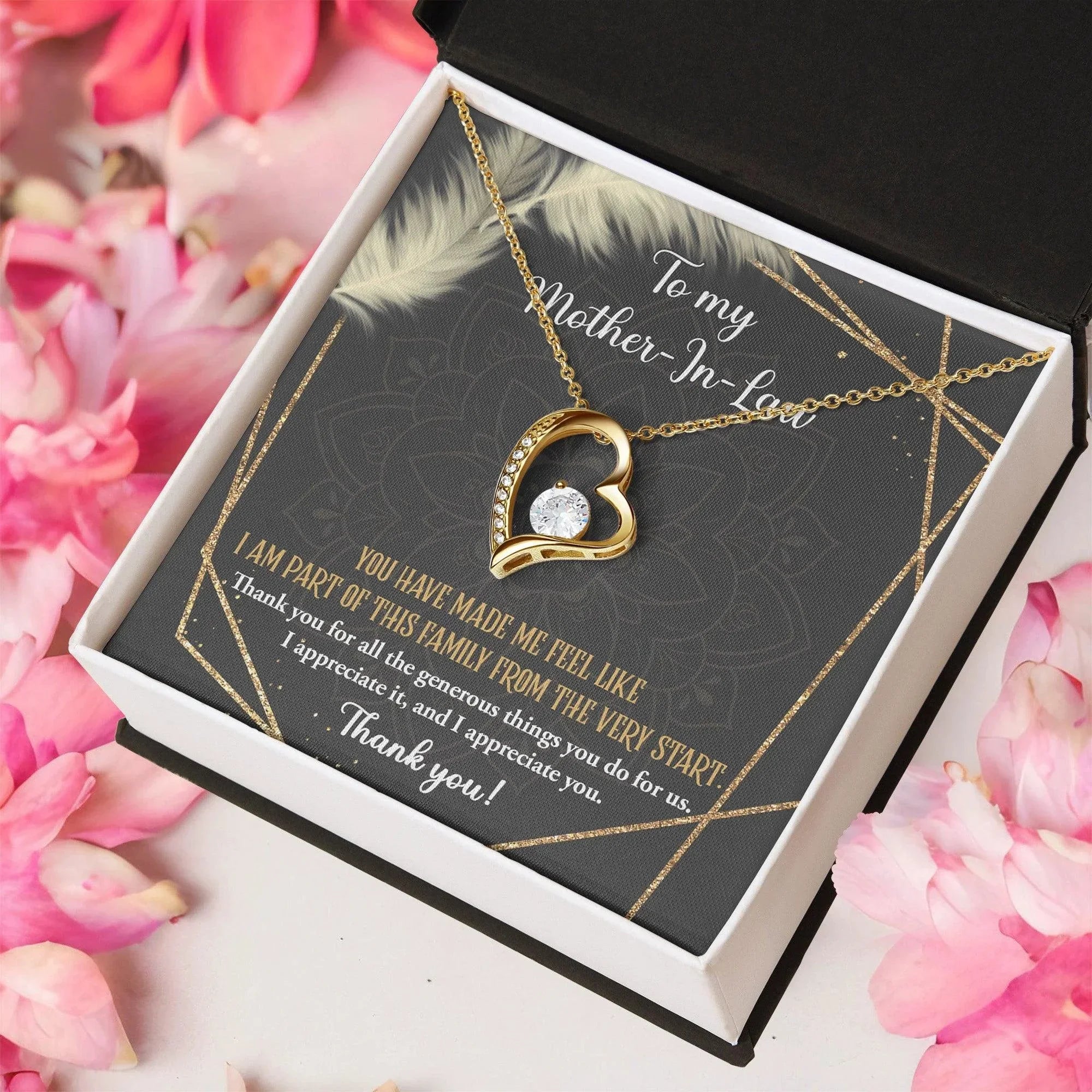 To Mother-In-Law I Appreciate All The Things You Do For Us Forever Love Heart Pendant Necklace