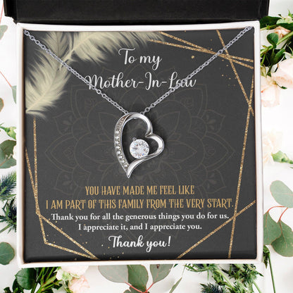 To Mother-In-Law I Appreciate All The Things You Do For Us Forever Love Heart Pendant Necklace - Mallard Moon Gift Shop