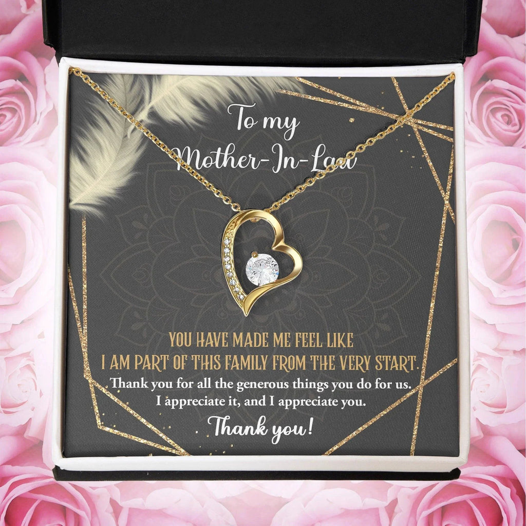 To Mother-In-Law I Appreciate All The Things You Do For Us Forever Love Heart Pendant Necklace