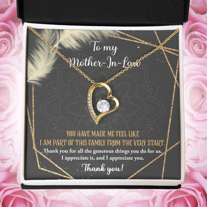 To Mother-In-Law I Appreciate All The Things You Do For Us Forever Love Heart Pendant Necklace - Mallard Moon Gift Shop