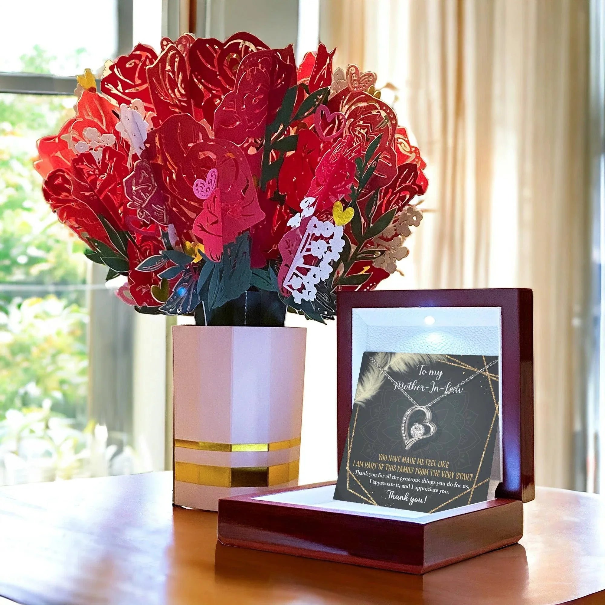 To Mother-In-Law I Appreciate All The Things You Do For Us Forever Love Heart Pendant Necklace