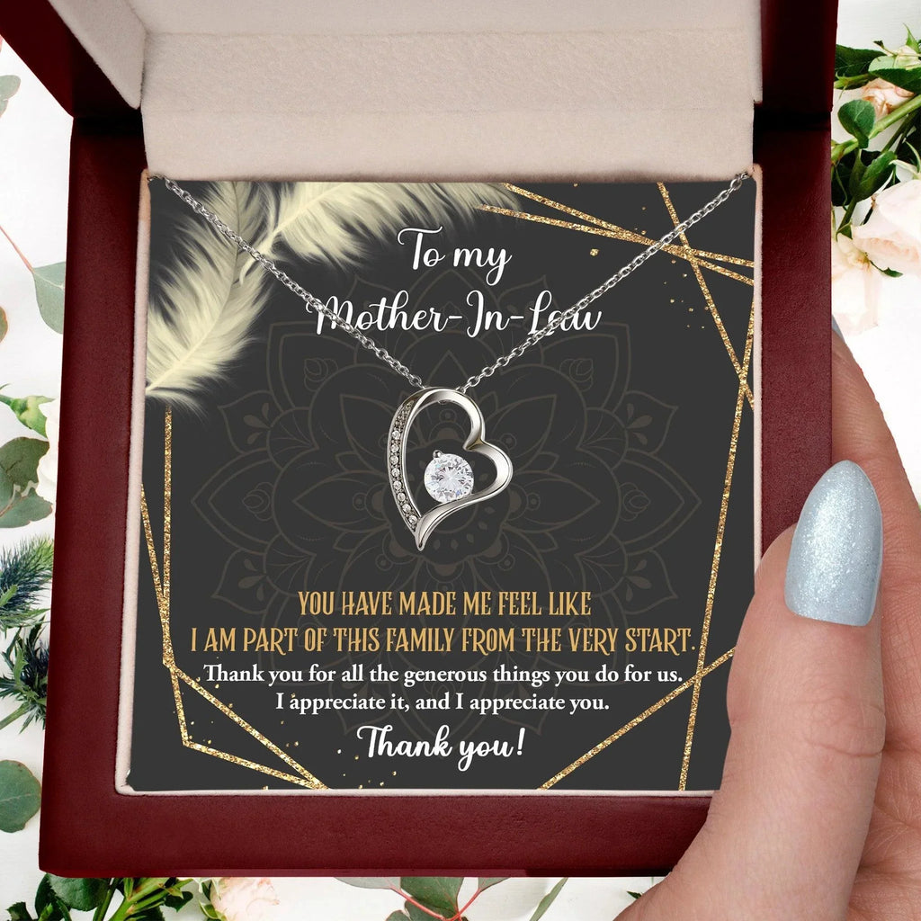 To Mother-In-Law I Appreciate All The Things You Do For Us Forever Love Heart Pendant Necklace