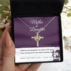 Mother Jewelry Gift - Mother and Daughter Bound by Heart Cross Pendant Necklace