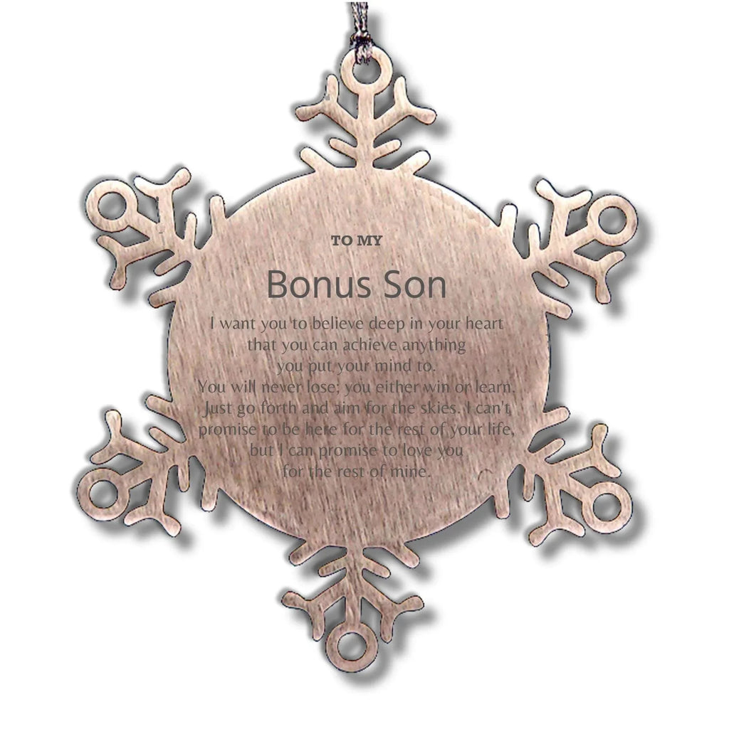 Motivational Bonus Son Snowflake Ornament, Bonus Son I can promise to love you for the rest of mine, Christmas Birthday Gifts