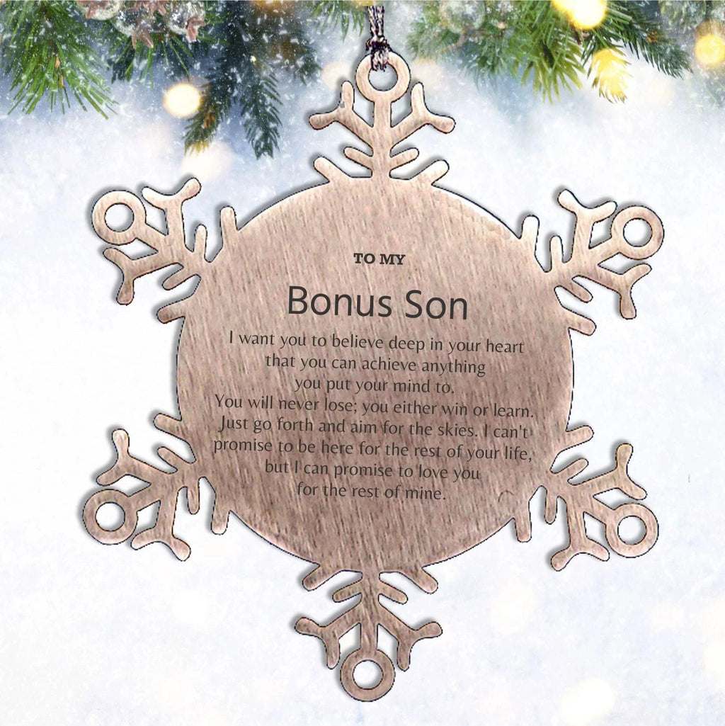 Motivational Bonus Son Snowflake Ornament, Bonus Son I can promise to love you for the rest of mine, Christmas Birthday Gifts