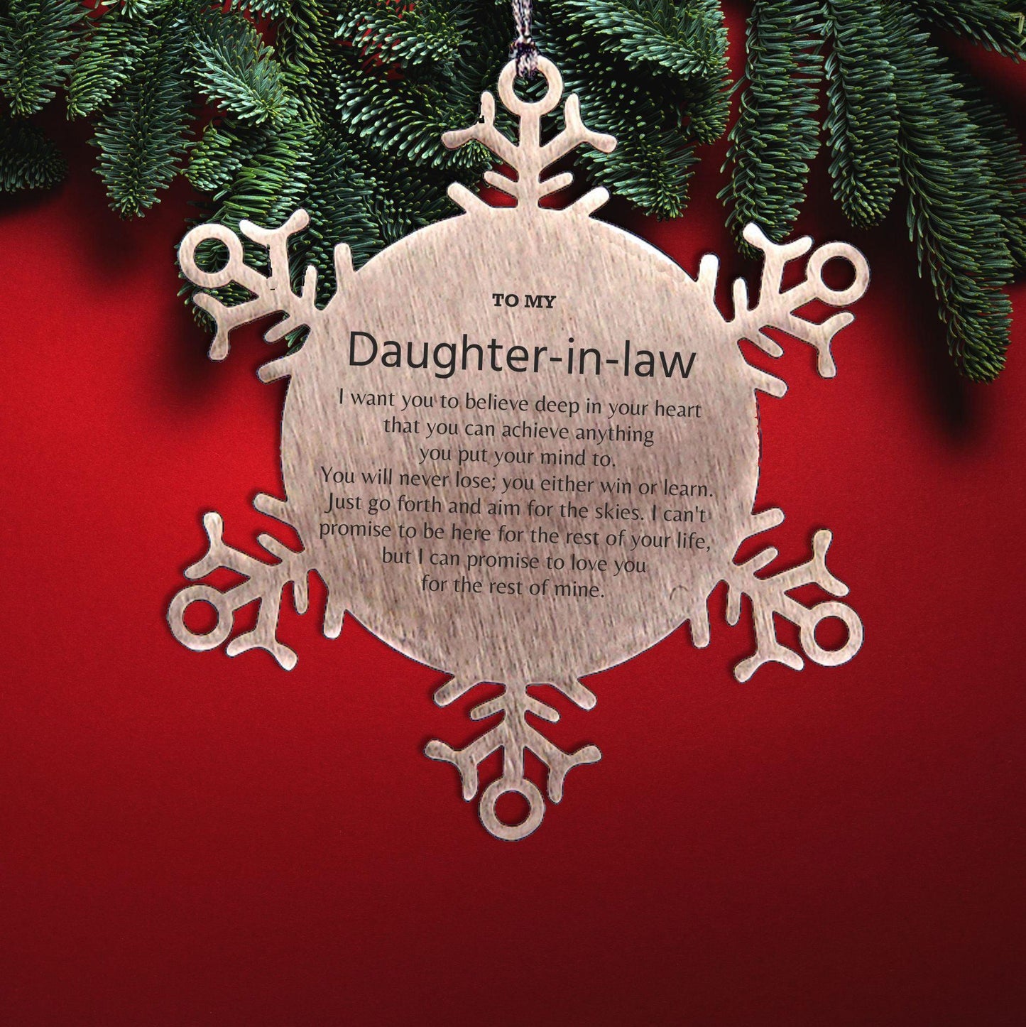Motivational Daughter In Law Snowflake Ornament, Daughter In Law I can promise to love you for the rest of mine, Christmas Birthday Gifts