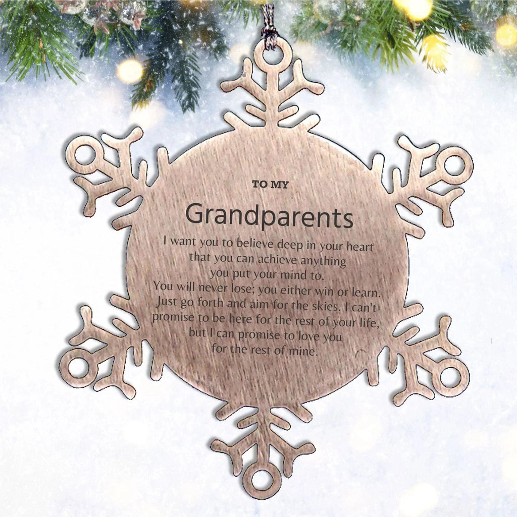 Motivational Grandparents Snowflake Ornament, Grandparents I can promise to love you for the rest of mine, Christmas Birthday Gift