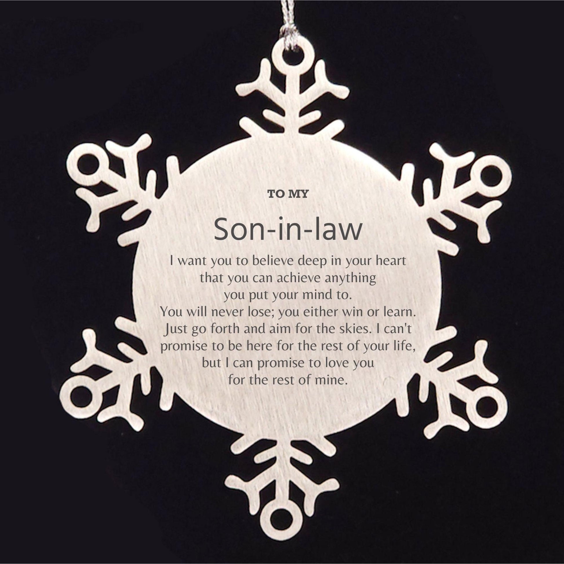 Motivational Son In Law Snowflake Ornament, Son In Law I can promise to love you for the rest of mine, Christmas Ornament For Son In Law, Son In Law Gift for Women Men