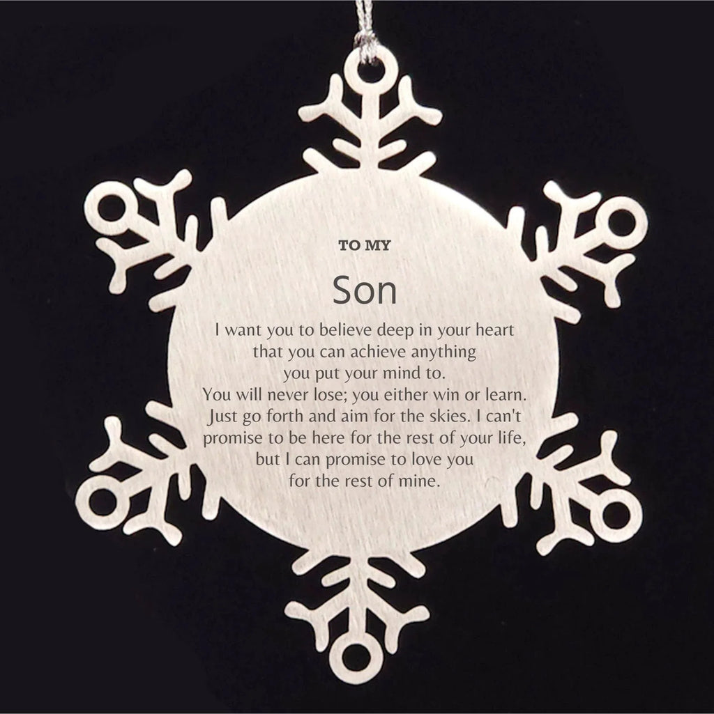 Motivational Son Snowflake Ornament, Son I can promise to love you for the rest of mine, Christmas Ornament For Son, Son Gift for Women Men