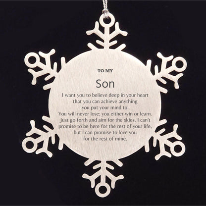 Motivational Son Snowflake Ornament, Son I can promise to love you for the rest of mine, Christmas Ornament For Son, Son Gift for Women Men