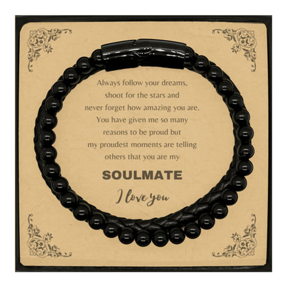 Motivational Soulmate Braided Stone Leather Bracelet - Always follow your dreams, never forget how amazing you are- Birthday, Christmas Holiday Gifts - Mallard Moon Gift Shop