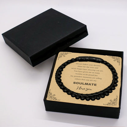Motivational Soulmate Braided Stone Leather Bracelet - Always follow your dreams, never forget how amazing you are- Birthday, Christmas Holiday Gifts - Mallard Moon Gift Shop