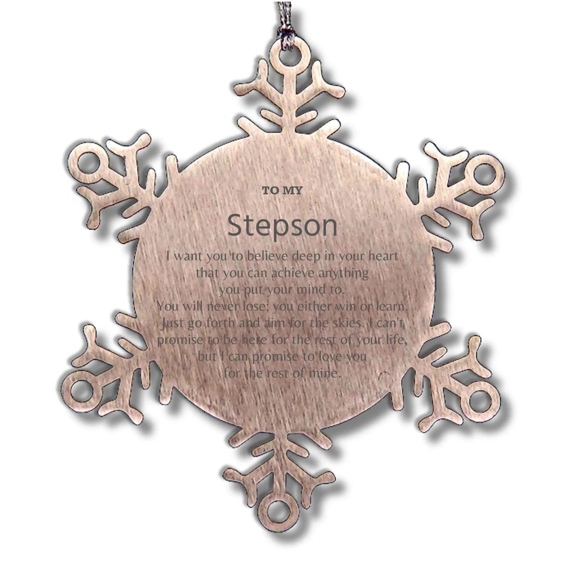 Motivational Stepson Snowflake Ornament, Stepson I can promise to love you for the rest of mine, Christmas Birthday Gift