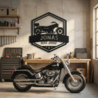 Personalized Motorcycle Metal Wall Art – Custom Biker Name Sign with EST Year – Garage Decor – Motorcycle Gift – Steel Wall