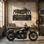 Personalized Motorcycle Garage Metal Sign – Custom Biker Wall Art – Garage Decor – Gift for Dad