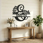 Couples Custom Name Monogram Mr. and Mrs. Steel Wall Sign