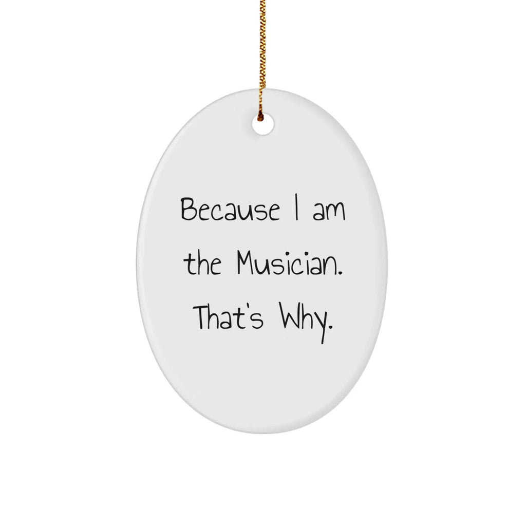 Musician Gifts from Friends, 'Because I Am The Musician. That's Why.' Oval Ornament for Christmas