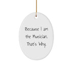 Musician Gifts from Friends, 'Because I Am The Musician. That's Why.' Oval Ornament for Christmas