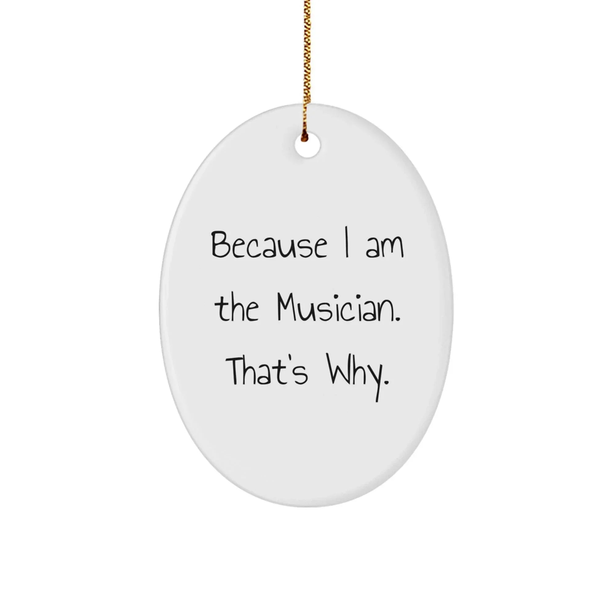 Musician Gifts from Friends, 'Because I Am The Musician. That's Why.' Oval Ornament for Christmas