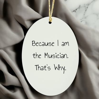 Musician Gifts from Friends, 'Because I Am The Musician. That's Why.' Oval Ornament for Christmas