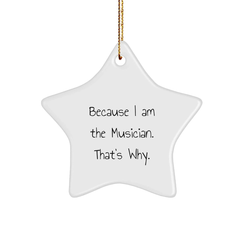 Musician Gifts from Friends - 'Because I Am The Musician. That's Why.' Star Ornament for Christmas - Gifts for Musician