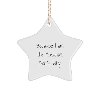 Musician Gifts from Friends - 'Because I Am The Musician. That's Why.' Star Ornament for Christmas - Gifts for Musician