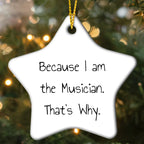 Musician Gifts from Friends - 'Because I Am The Musician. That's Why.' Star Ornament for Christmas - Gifts for Musician