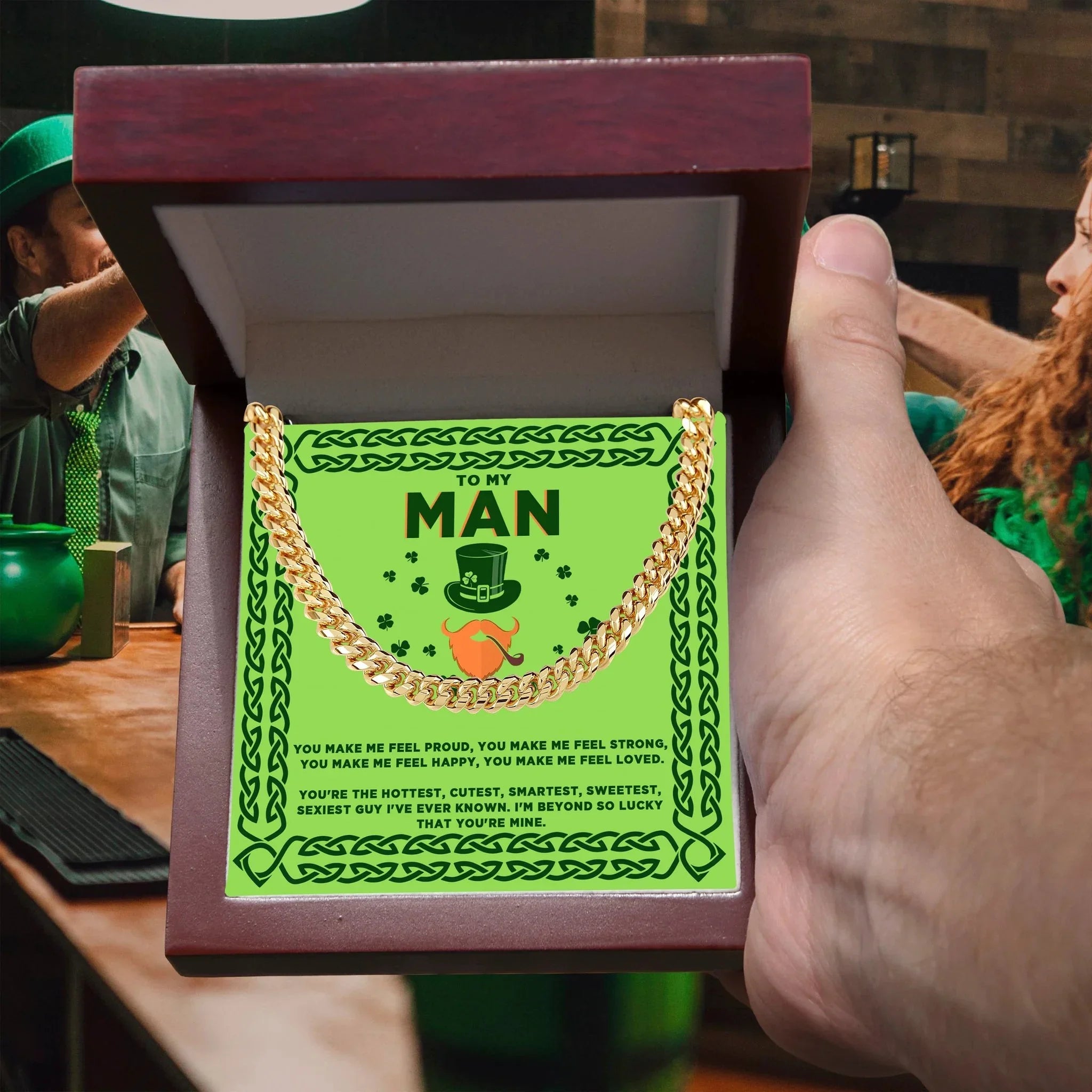 To My Man - St. Patrick's Day Gift - Cuban Link Chain Necklace