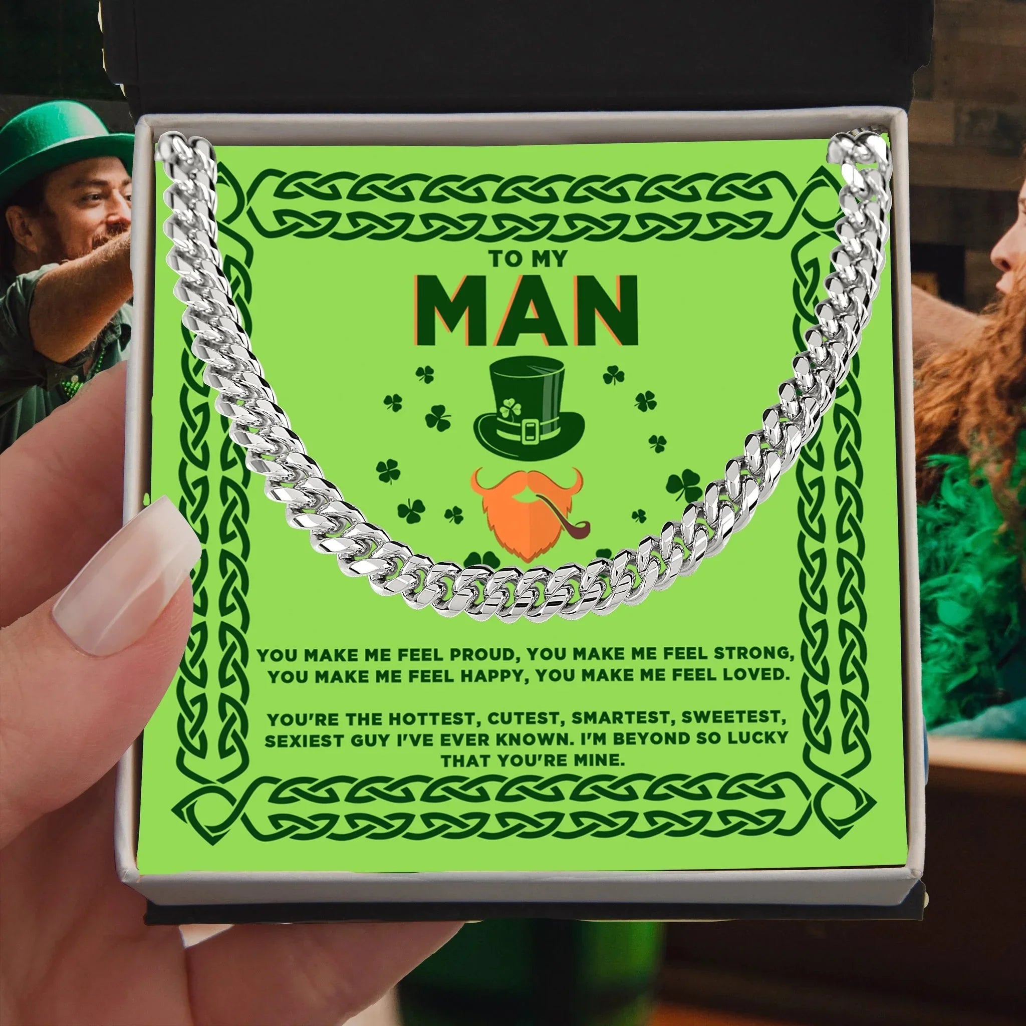 To My Man - St. Patrick's Day Gift - Cuban Link Chain Necklace