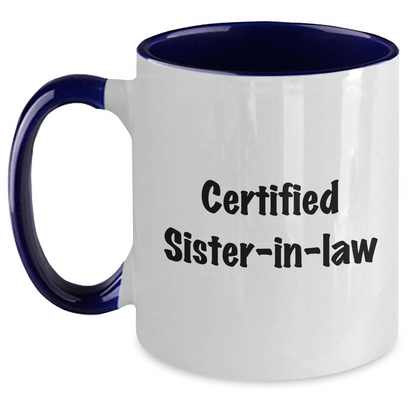 Funny Sister-in-law Gifts for Men, Cute Two Tone Coffee Mug with Inspirational Quote, Gifts from Sisters for Sister-in-law, Perfect for Father's Day - Main