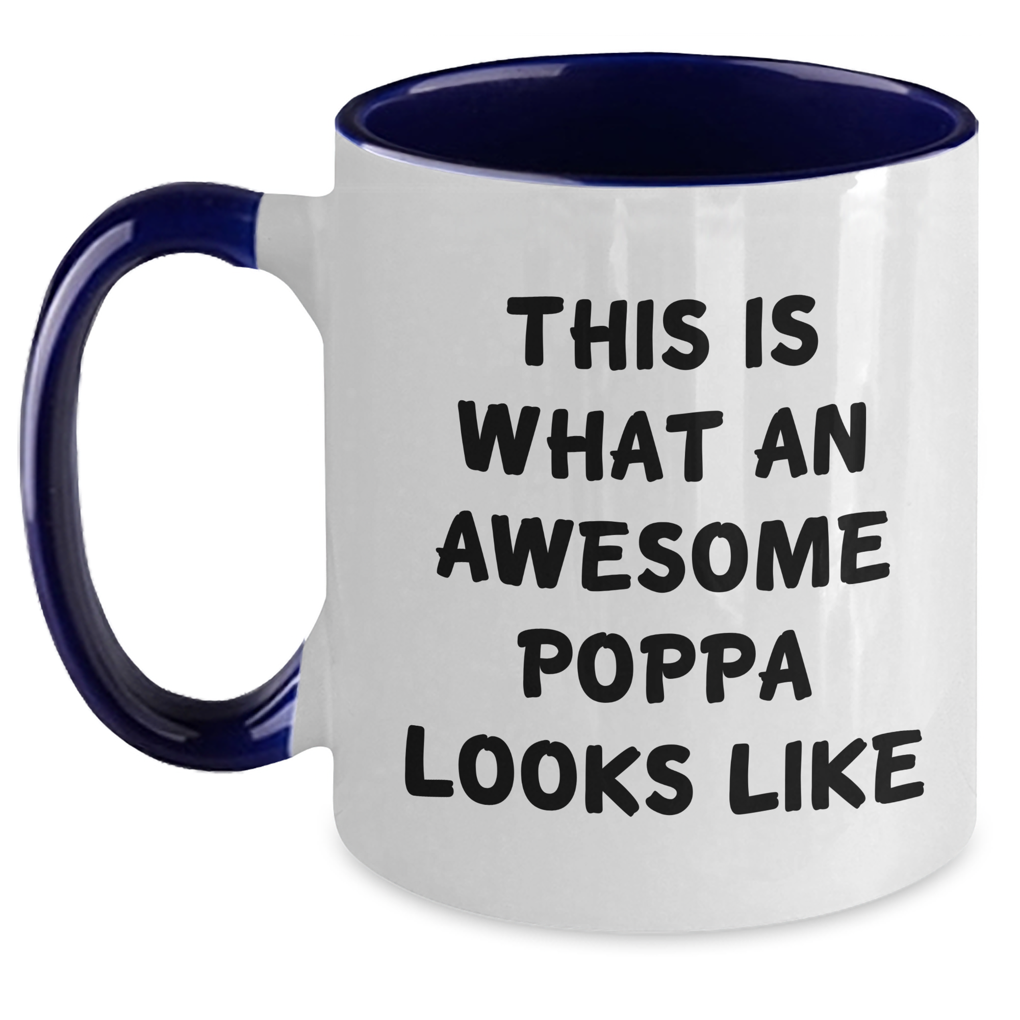 Funny Poppa Gifts for Men, Two Tone Coffee Mug - 'This Is What An Awesome Poppa Looks Like', Gifts from Friends and Family for Father's Day