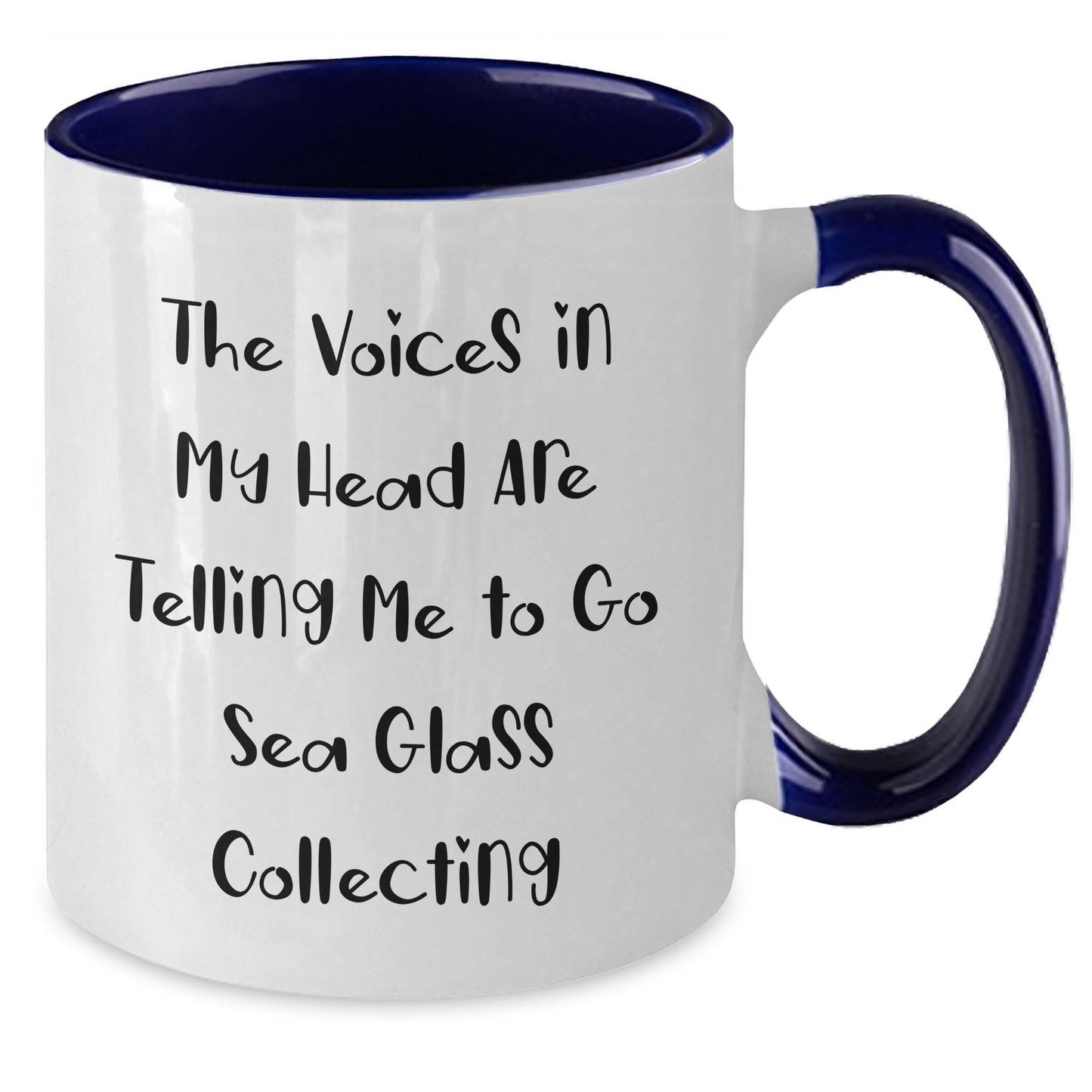 Funny Sea Glass Collecting Gifts for Him - 'The Voices In My Head Are Telling Me To Go Sea Glass Collecting' Two Tone Coffee Mug, Father's Day Unique Gifts from Family - Additional