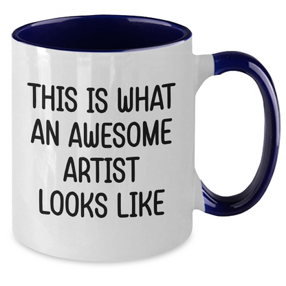 Funny Artist Gifts, Two Tone Coffee Mug, 'This Is What An Awesome Artist Looks Like' Quote, Gifts from Family for Artist, Unique Father's Day Unique Gifts - Additional