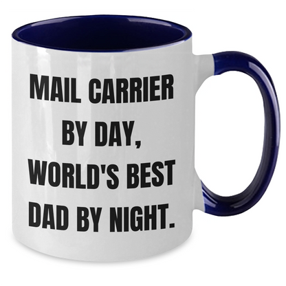 Funny Mail Carrier Gifts from Men to World's Best Dad - Two Tone Coffee Mug, Father's Day Unique - Additional