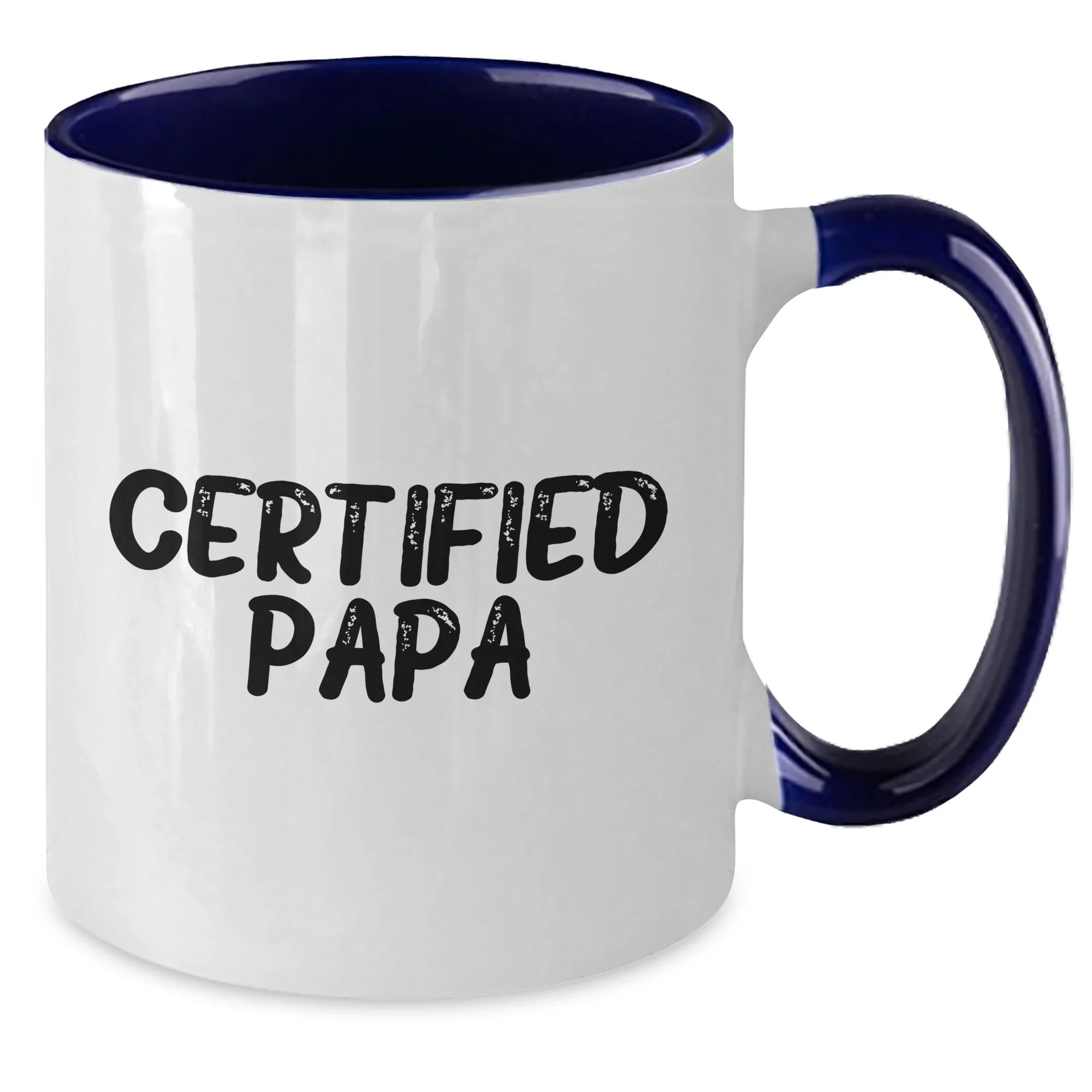 Funny Papa Certified Quote Two Tone Coffee Mugs Gifts for Papa from Family Friends Coworkers, Unique Father's Day Present